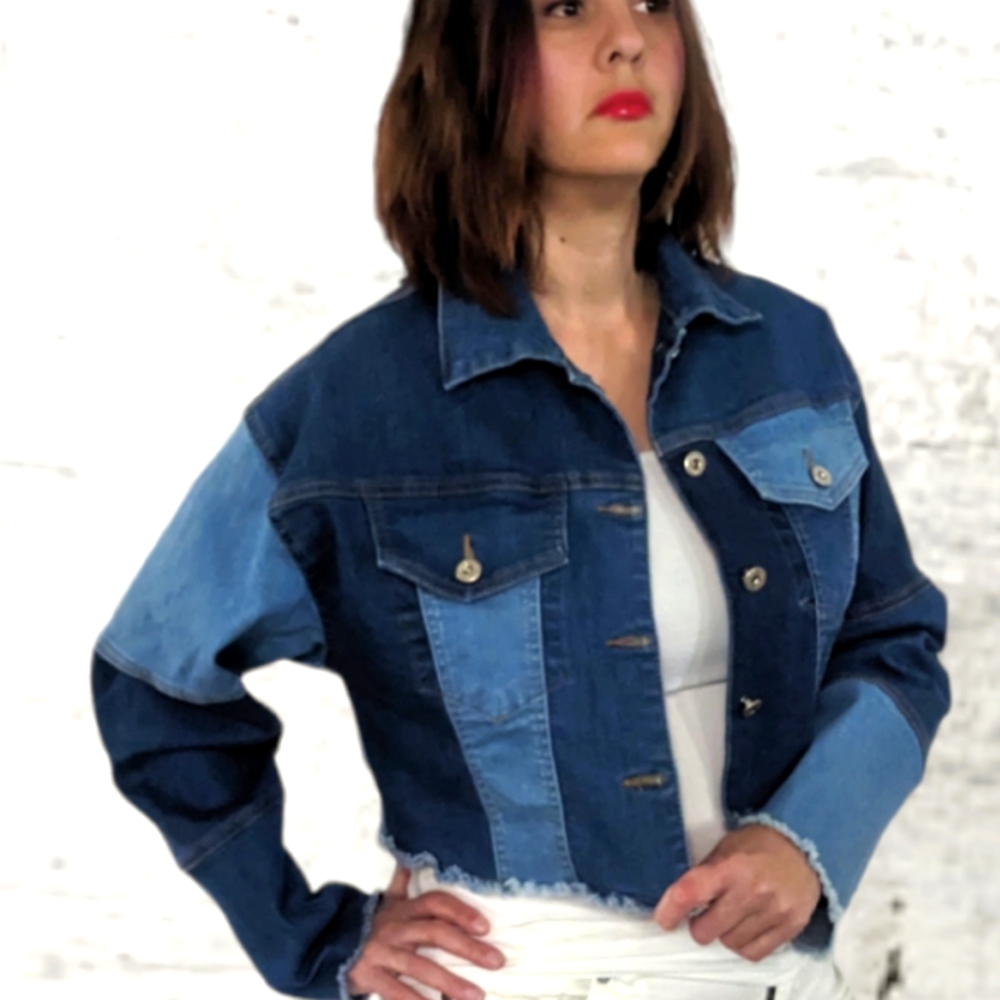 Labijou Two-Tone Patch Denim Jacket - image 1